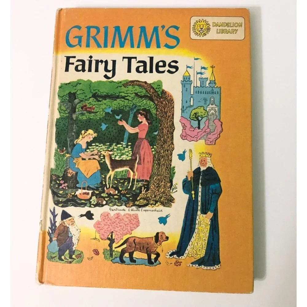 Vtg Double Book Babar The King and Grimms Fairy Tales Dandelion Library